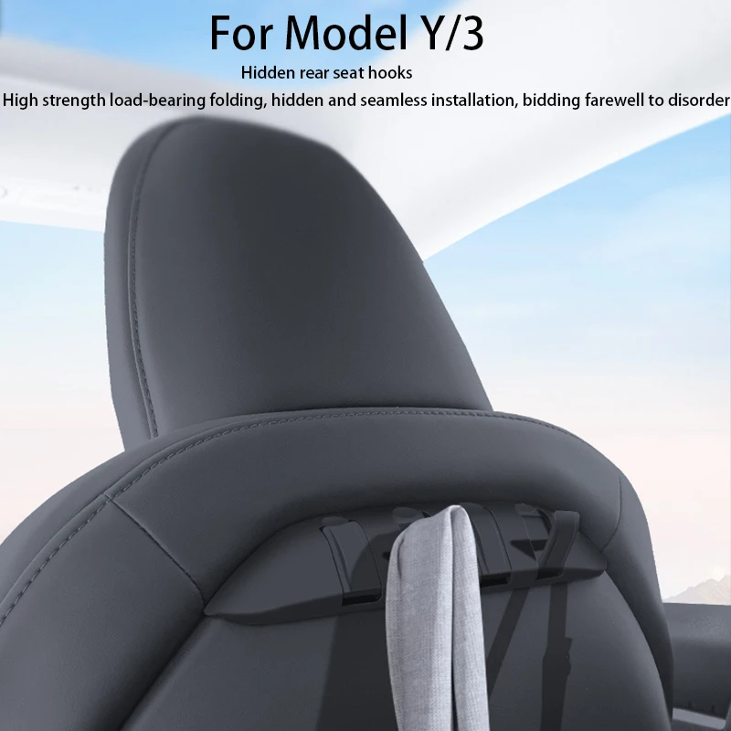 For Tesla Model 3 Y Car Seat Hidden Hooks Purse Bag Hanger Back Seater Headrest Bracket Hanger Car Accessories
