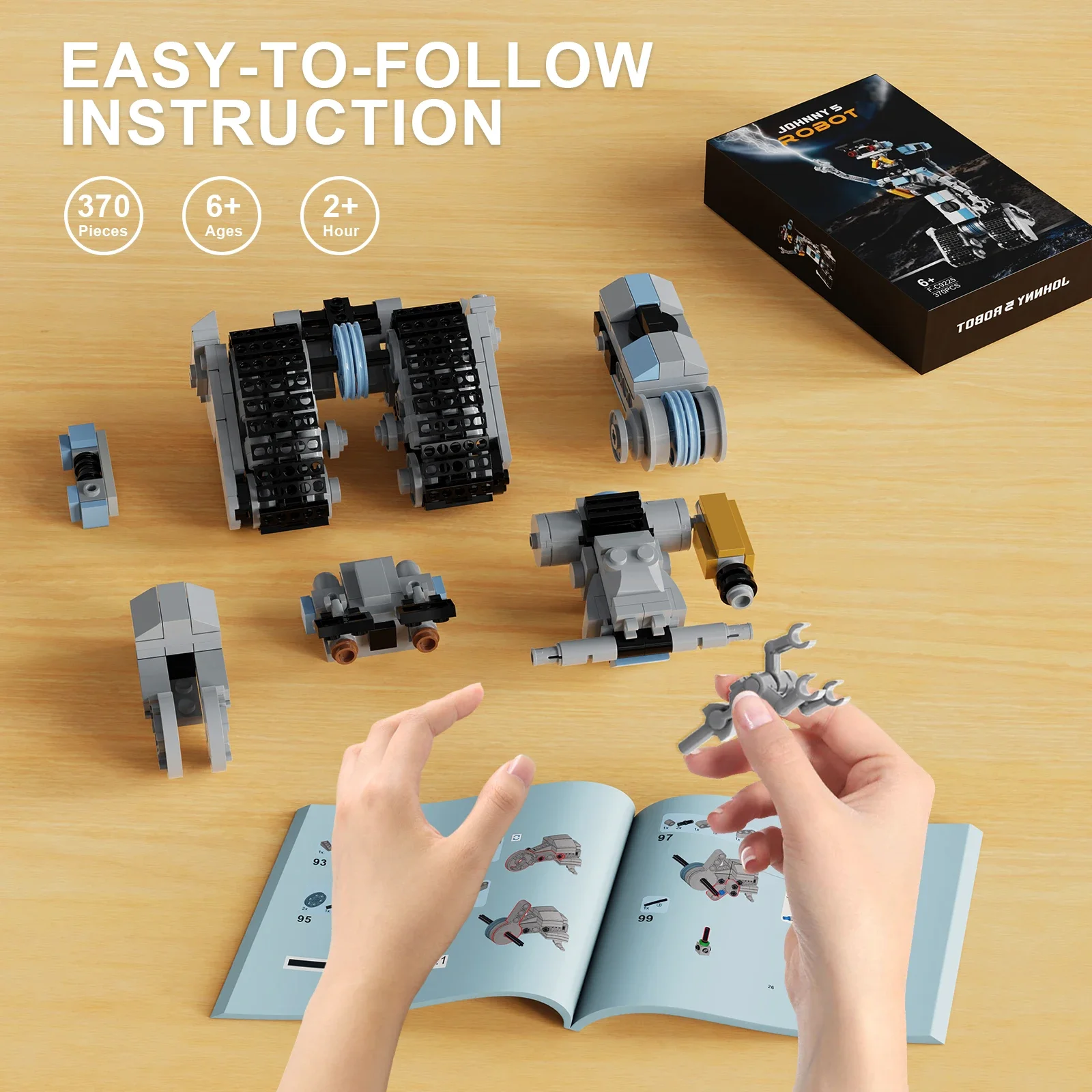 Sci-Fi Comedy Lead:Johnny Five Johnny 5 Military Robot Building Toy Set with Paper Manual and Color Box 369 Pieces for Kids Gift