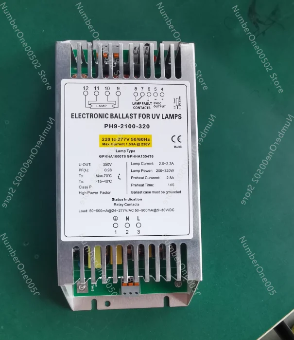 Lámpara ultravioleta de 320W, balasto electrónico para tratamiento de aguas residuales, alta potencia, canal abierto, PH9-2100-320
