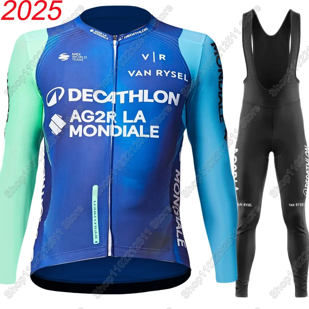 Conjunto de Jersey de Ciclismo del equipo AG2R para hombre, Ropa francesa, traje de verano e invierno, pantalones de manga larga para bicicleta de montaña y carretera, Ropa de Ciclismo, 2025