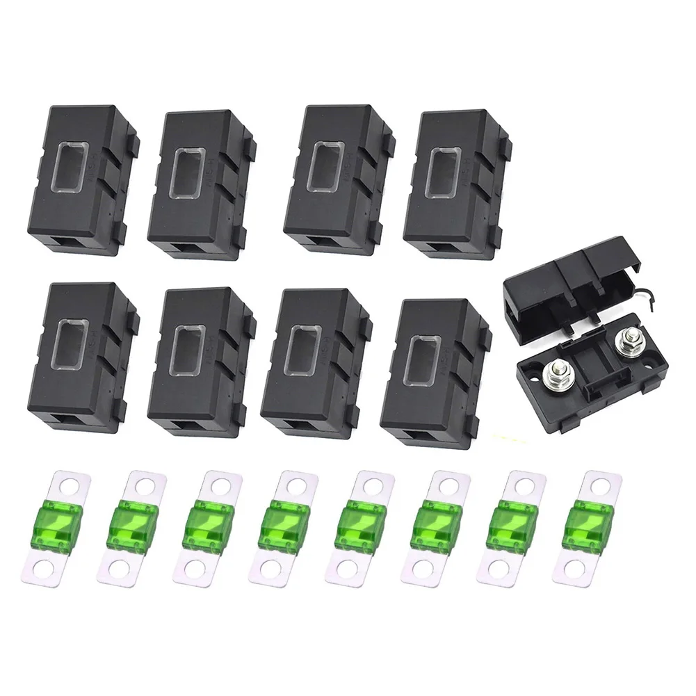 8 Piece Fuse Holder Set for Cars Trucks 30A 40A 50A 60A 80A 125A with Protective Cover and Visual Inspection Window