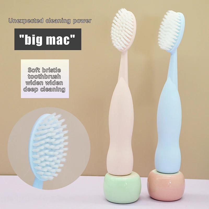 Brosse à dents à grosse tête pour les soins bucco-dentaires, livres oraux profonds, poils souples, brosse à dents manuelle pour couple, brosse à dents mignonne