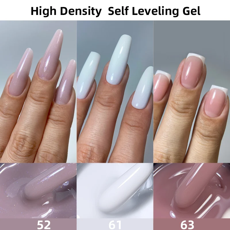 MSHARE 50g Pink Builder Nail Gel for Nails Extension Cover White Purple High Density Self-Leveling Hard Gel French Nail Art 50ml