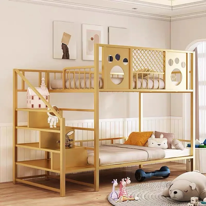 Simple dormitory: wrought iron bunk bed, 1.8m double loft bed, small apartment, children's upper floor, mother and child bed
