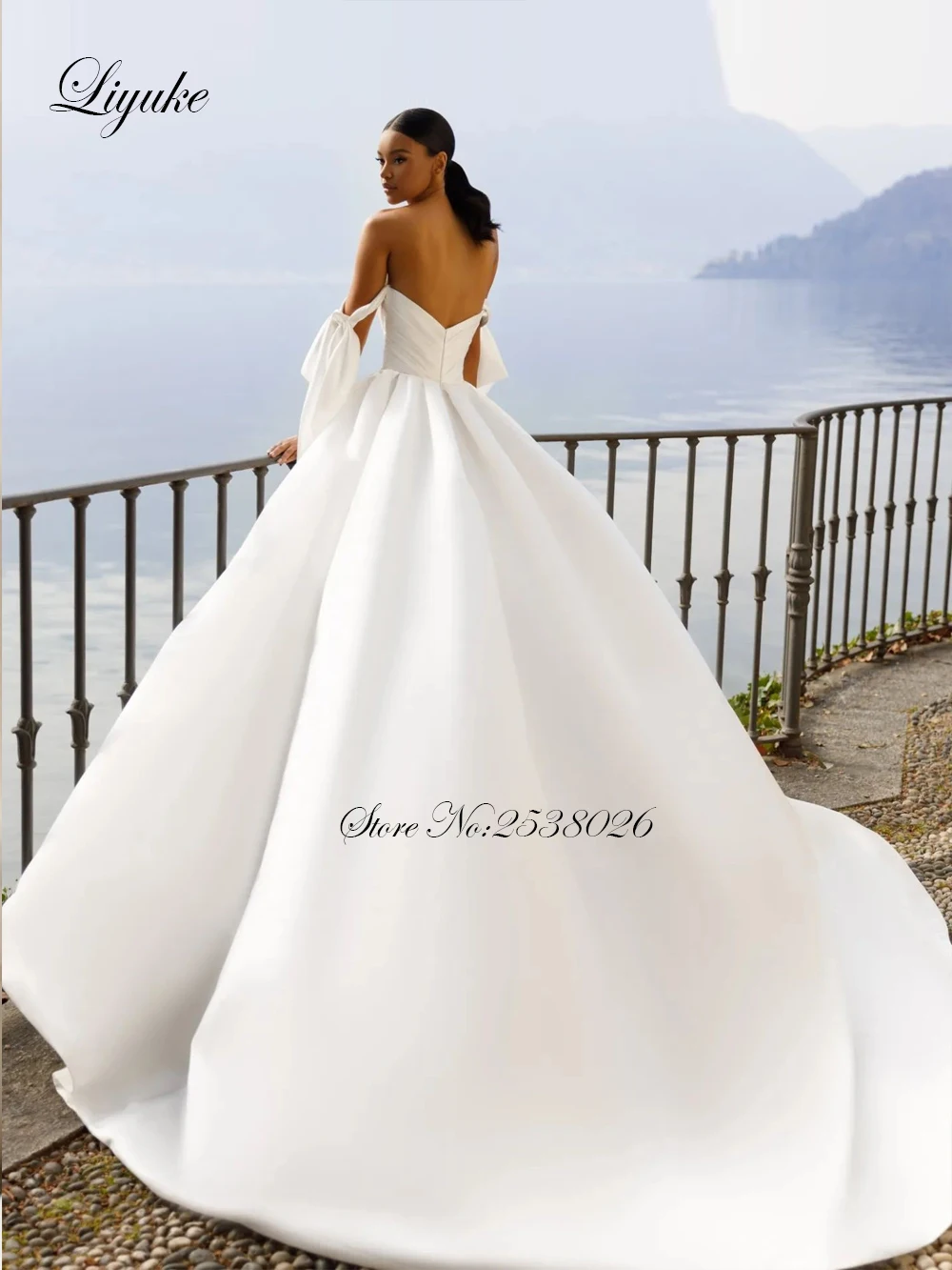 Liyuke Elegant Off Shoulder Sweetheart A-Line Wedding Dress Luxury Stunning Satin Beading Lace Bridal Gowns Vestido De Noiva