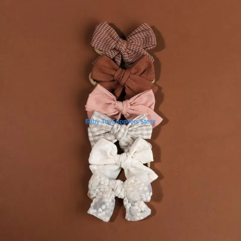 

R1WF 6Pcs Infant Headwear Baby Bowknot Headband Photography Props Hair Bands for Girl