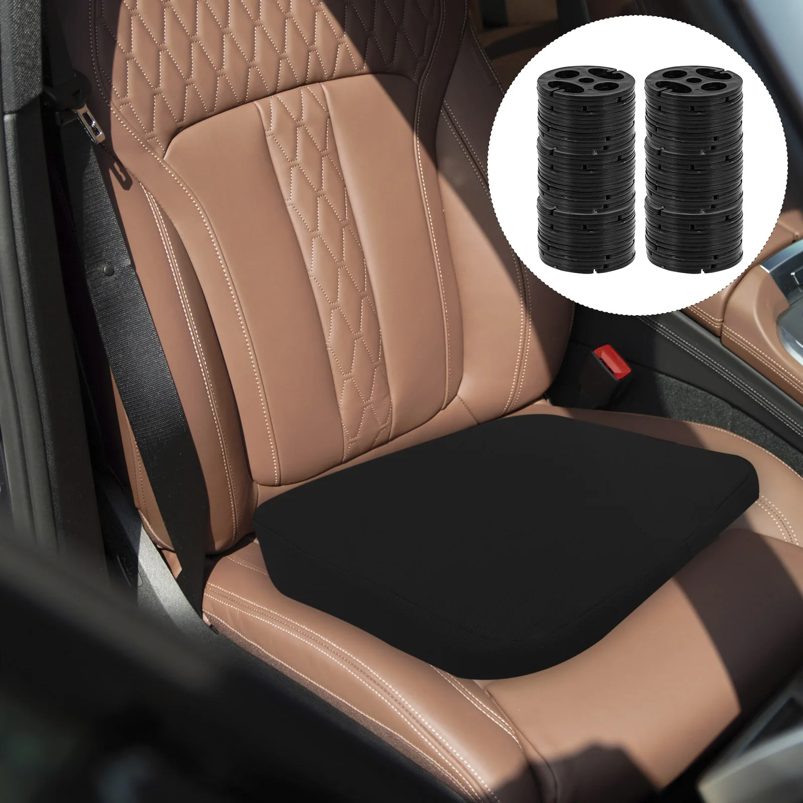 

100pcs Car Seat Round Flower Plate Buckles Elastic Adjustment Strap ABS Material High Precision Replacement Chair