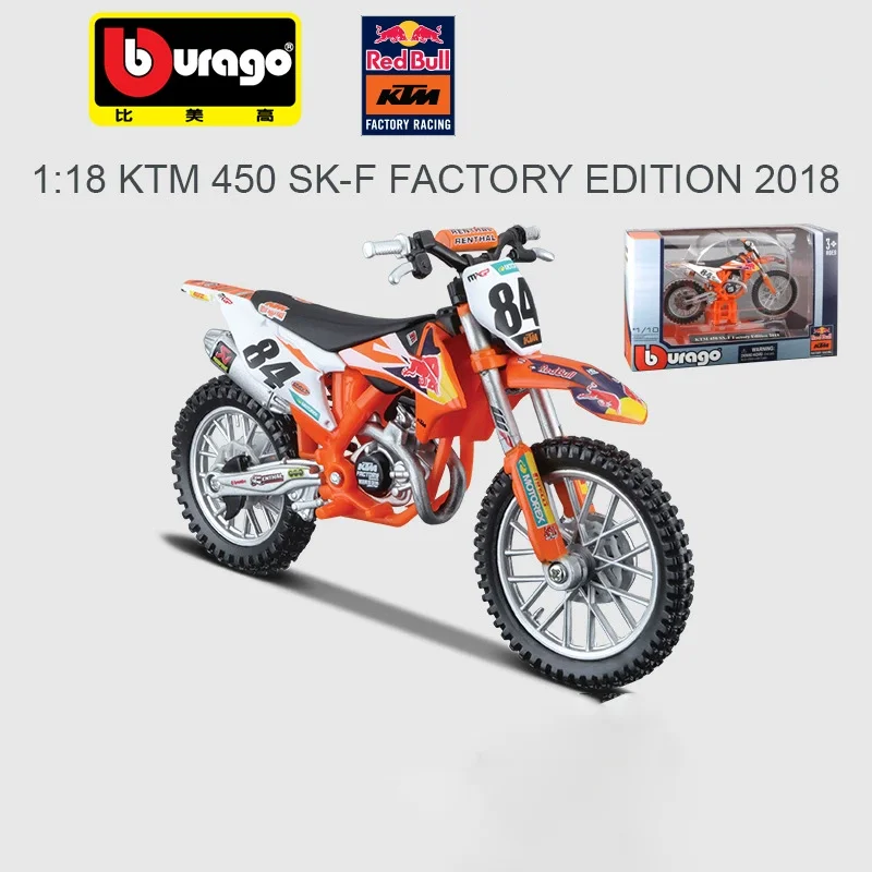 In Stock Bburago 1:18 Red Bull Dakar Rally Motorcycle Alloy Miniature Diecast Model Motorcycle Ornaments Custom Toys Kids Gifts