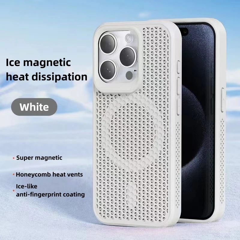 New Magsafe Phone Case For iPhone 15 Cooling Breathable 14 13 12 11 Plus Pro Max Ice Magnetic Heat Dissipation Summer Protector