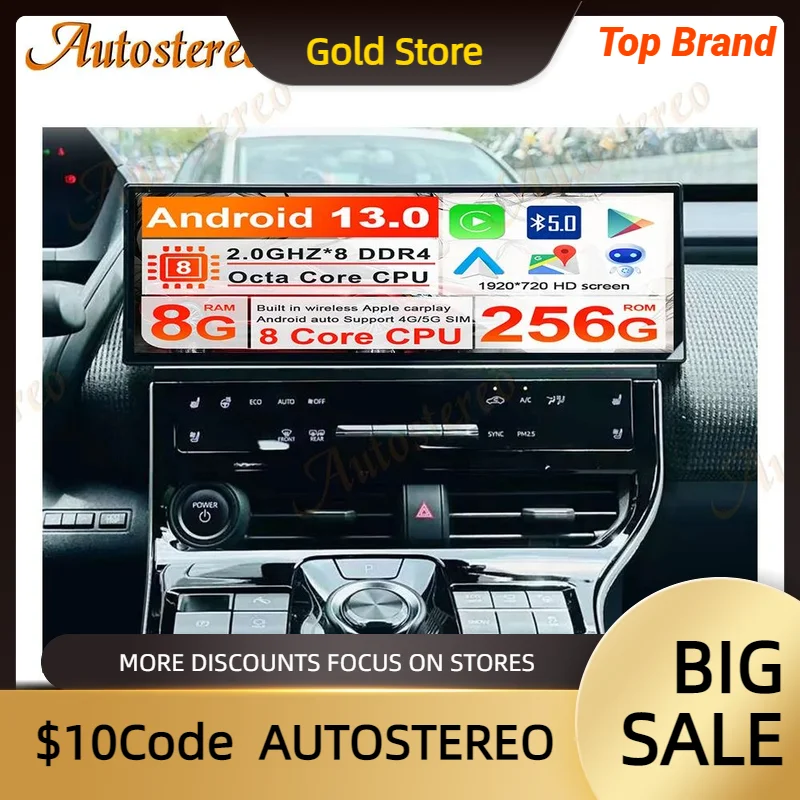 Leitor multimídia carro para Toyota, Auto rádio estéreo, navegação GPS, unidade principal, Android 13 CarPlay, BZ4X, 14.9, 3K, 2022, 2023, 2024