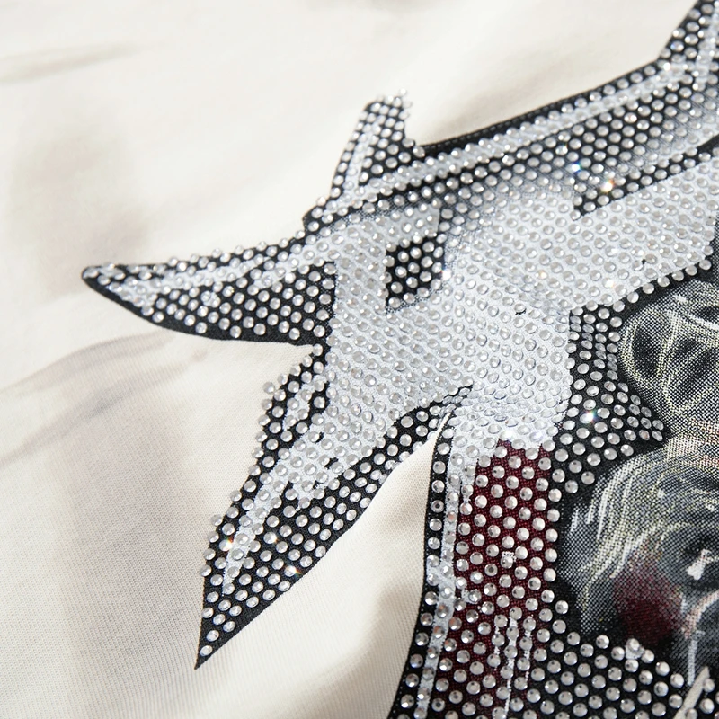 Vintage T-Shirt mit Kriegerinnen-Grafik für Männer, Distressed Gradient Washed Tee, Oversized Hip-Hop T-Shirts, Streetwear, Y2k-Kleidung, C – Detail 10