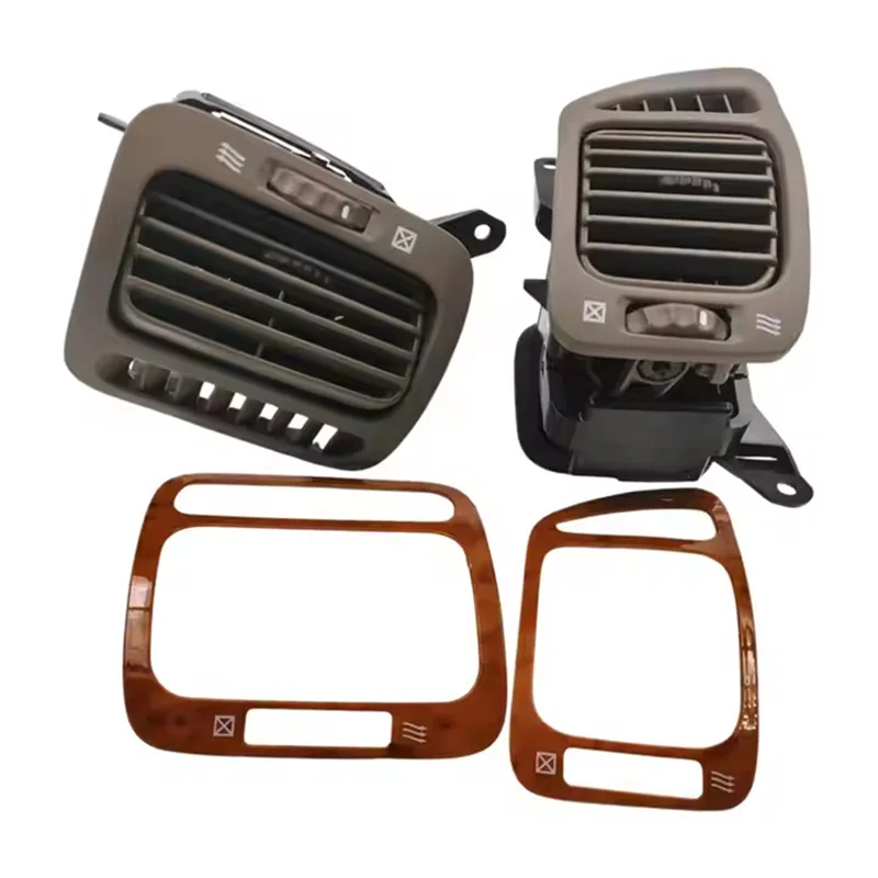 

1Pair Dash Air Conditioner Vent Grille With Wood Grain Panel Stickers For Toyota Land Cruiser 1998-2007 LC100 FJ Cruise