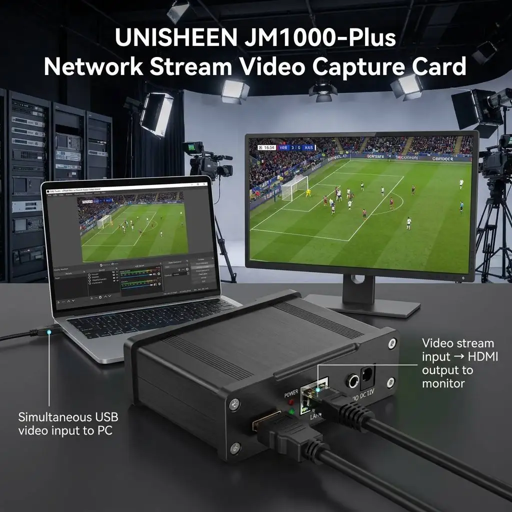 UNISHEEN JM1000-Plus Network Stream H.265 H.264 RTSP SRT RTSP RTMP UDP IP to HDMI Video Capture Box Decoder