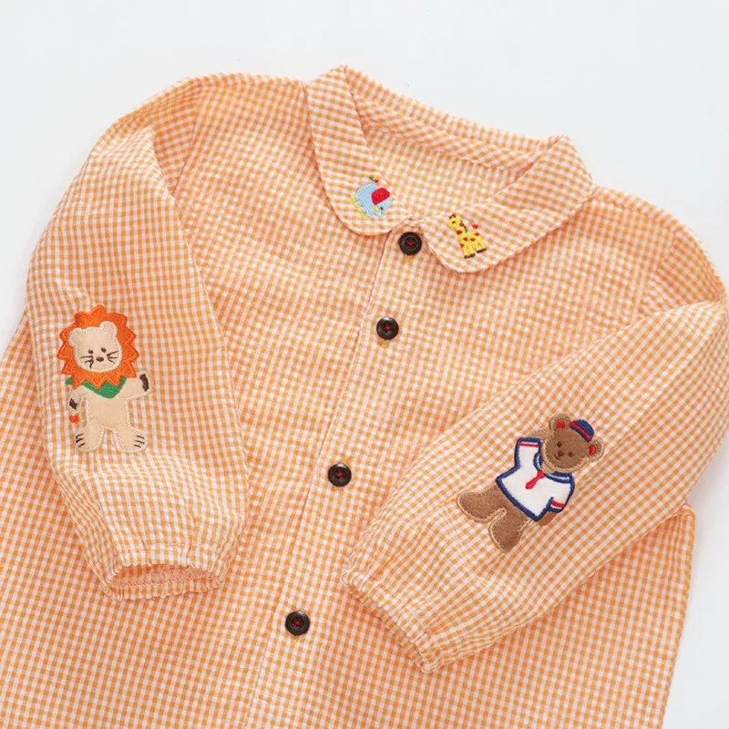 Meisjes Korte Mouw Shirts Kids Shirt Schattige Kleine Beer Leeuw Tops Koreaanse Blouses Baby Blouse Japanse Baby Girl Kleding