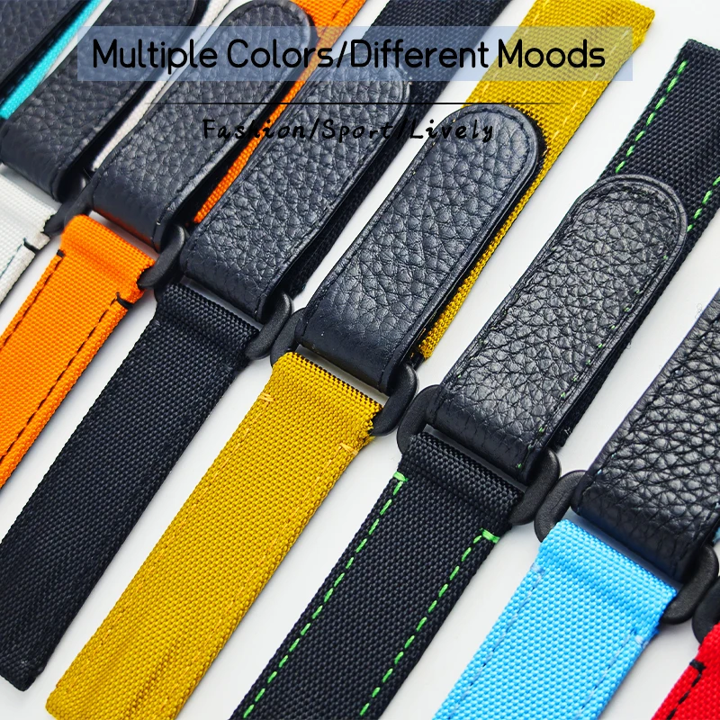 20mm Nylon Fabric Watchband Magic Tape Velcro Watch Strap for IWC Omega Hamilton Khaki Seiko SKX 5 Certina MIDO Tissot Breitling