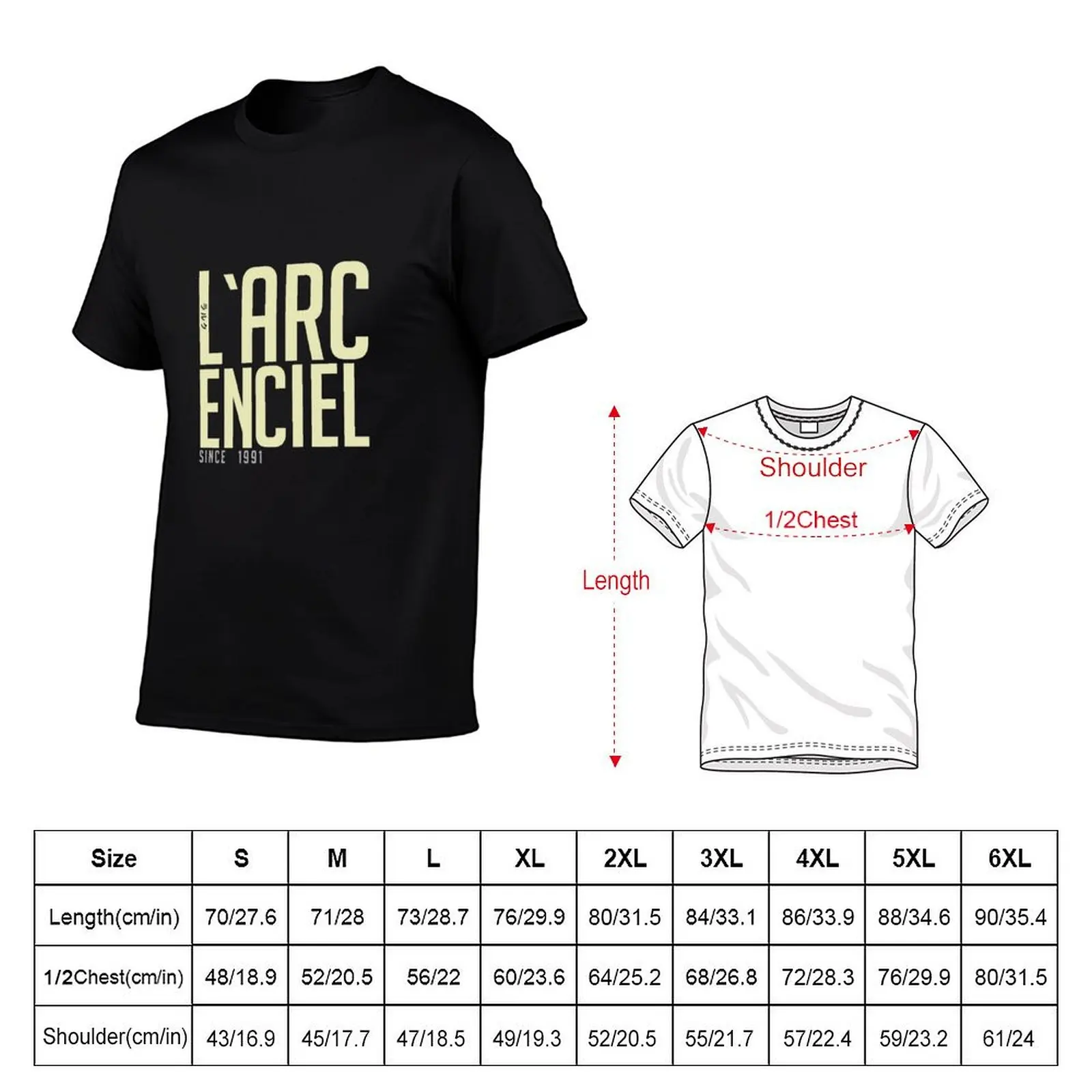 l`arc en ciel : lets go T-Shirt blacks customizeds cotton t shirt men