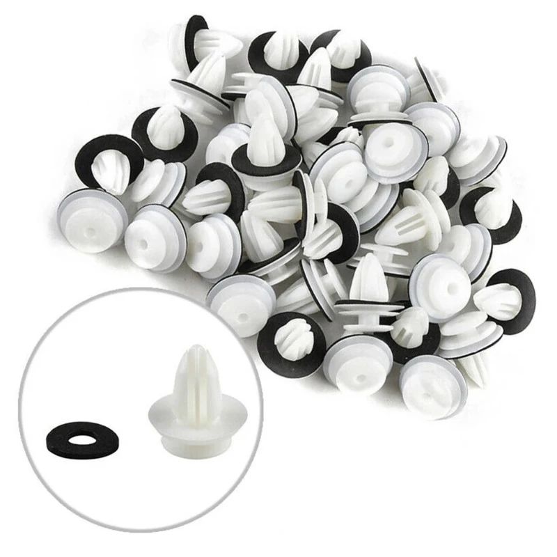 50/100Pcs Car Door Panel Clip W/Sealing Ring Auto Vehicle Retainer Fastener Bumper Clip Car Push Pin Rivet Door Panel Board Clip