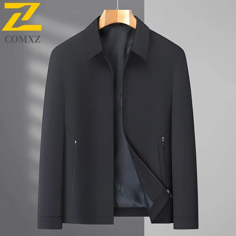 سترة رجالي COMXZ بسيطة مقاومة للتجاعيد وياقة واقفة للسفر في الهواء الطلق معطف مقاوم للرياح ملابس خارجية خفيفة الوزن للخريف يوميًا #3