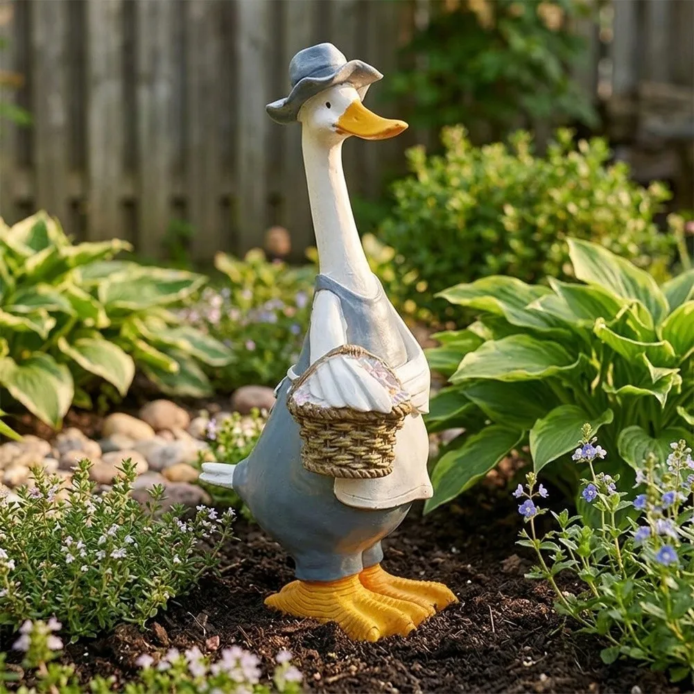 Decorative Resin Duck Garden Statue Designed for Outdoor and Indoor Use Weather Resistant Material for Yard and Patio