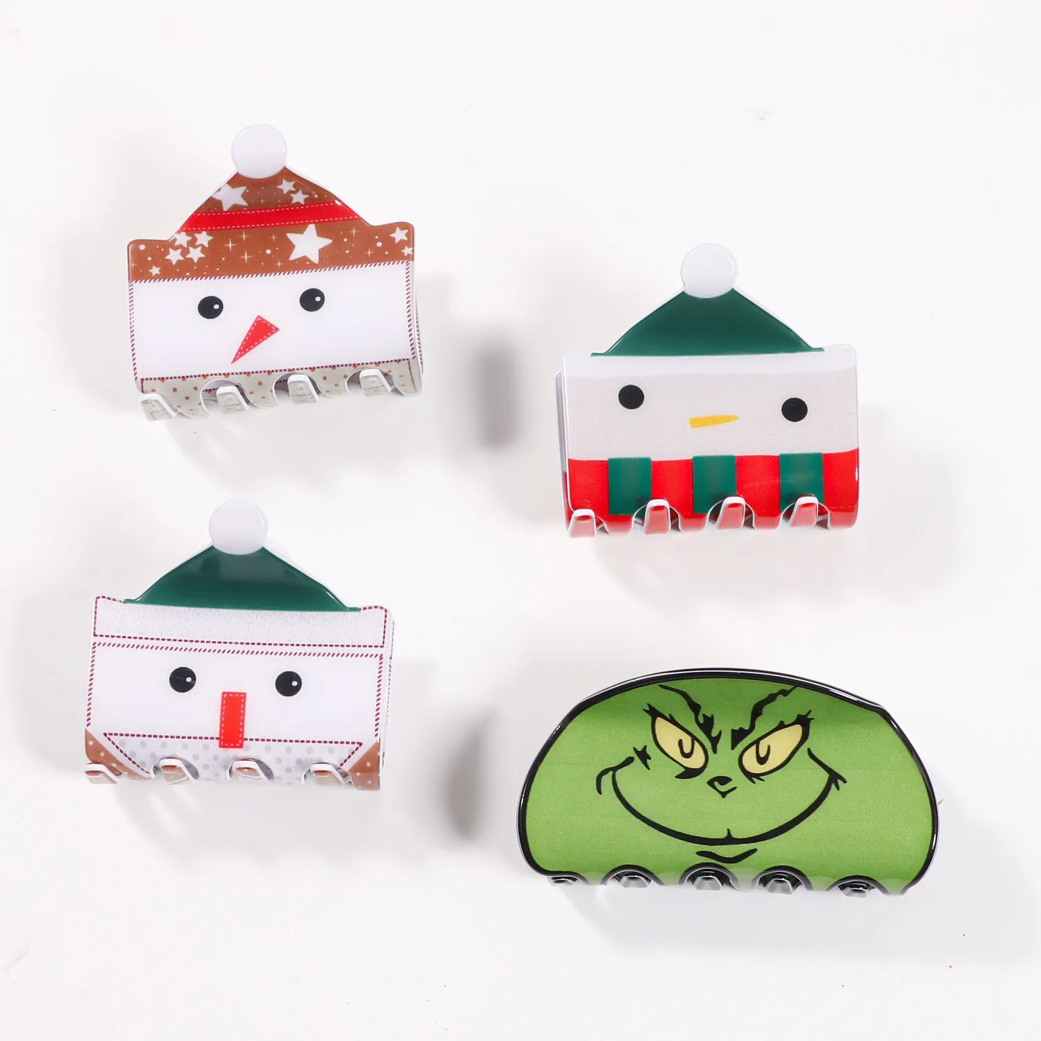 New Cute Christmas Hair Claw Kawaii Snowman Crab Hair Clips PVC Funny Green Face Shark Clip for Woman Girls Hair Accessories