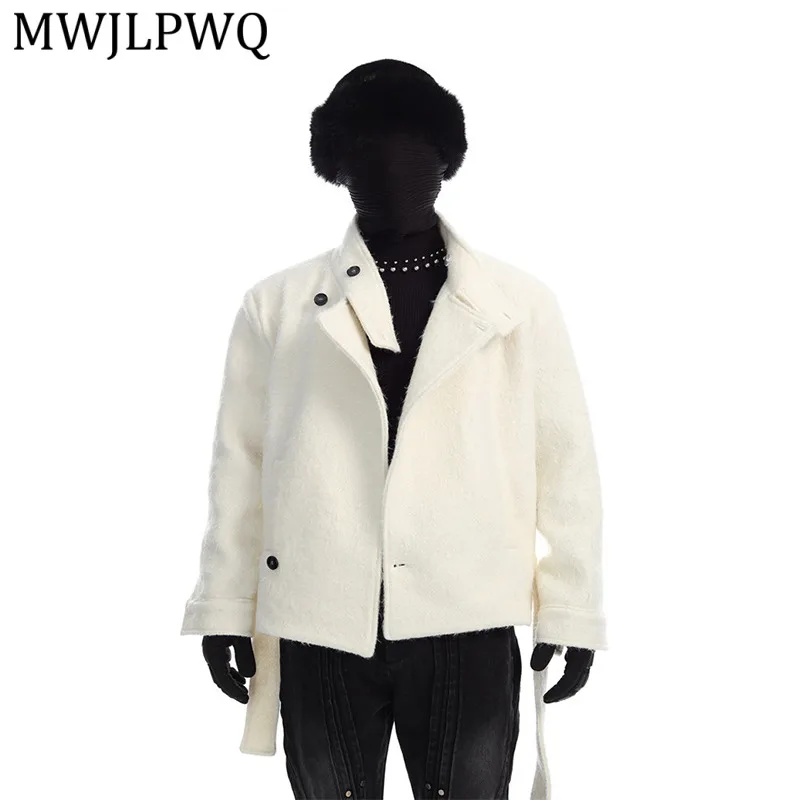 

MWJLPWQ элегантное короткое шерстяное пальто для мужчин, зимнее уличное высококачественное утолщенное свободное повседневное пальто с воротником-стойкой большого размера 12968