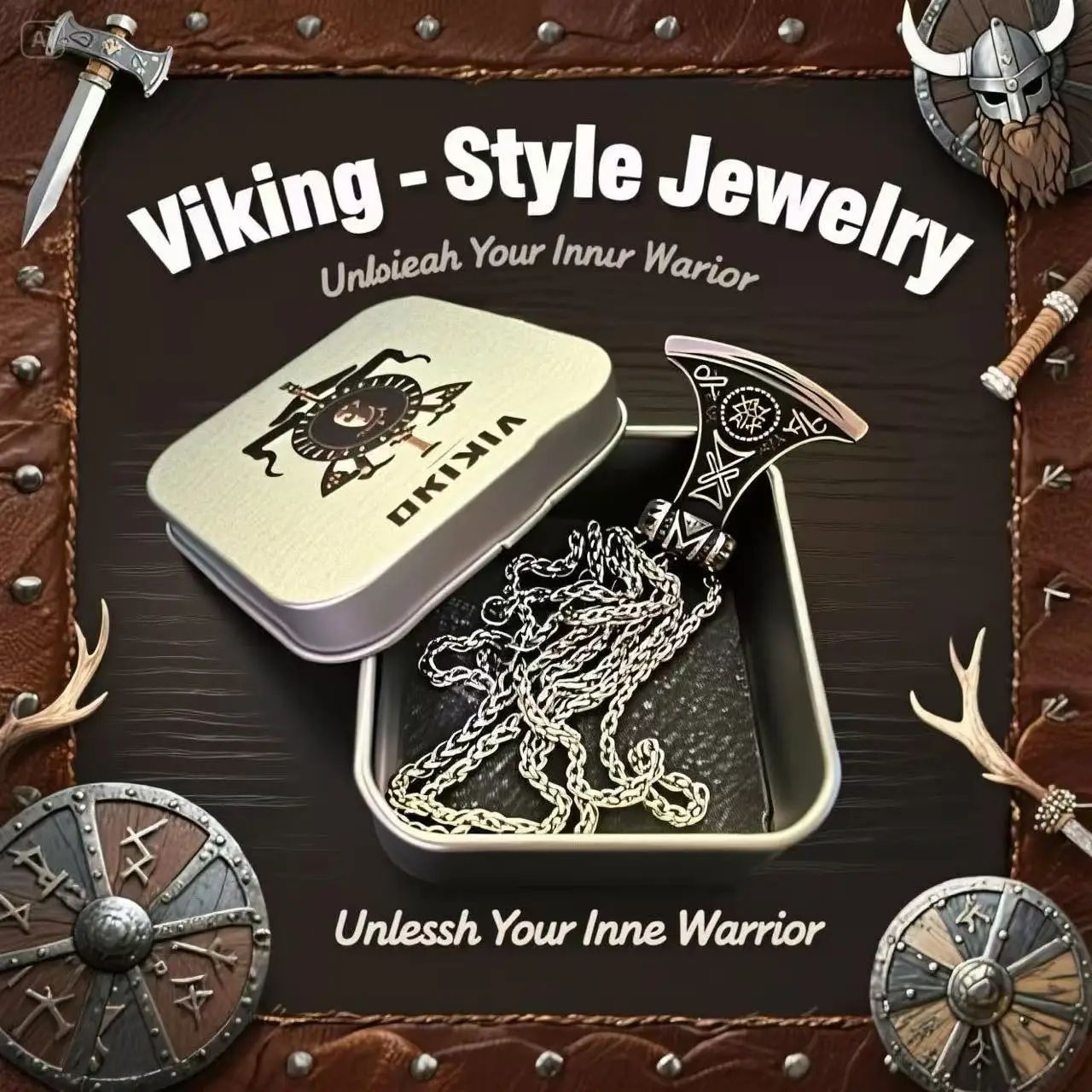 HNSP 316L Edelstahl Wikinger-Rune Axt-Anhänger Kettenhalskette für Herren Schmuckzubehör Hochwertige Geschenkverpackung – Detail 2