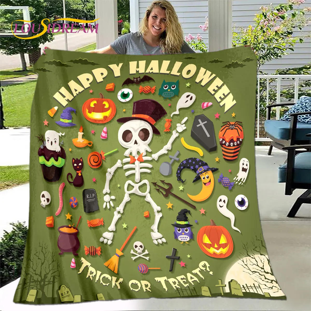 

Halloween New Year Horror Cartoon Blanket,Flannel Blanket Throw Blanket,Soft Warm Blanket for Living Room Bedroom Beds Sofa Gift