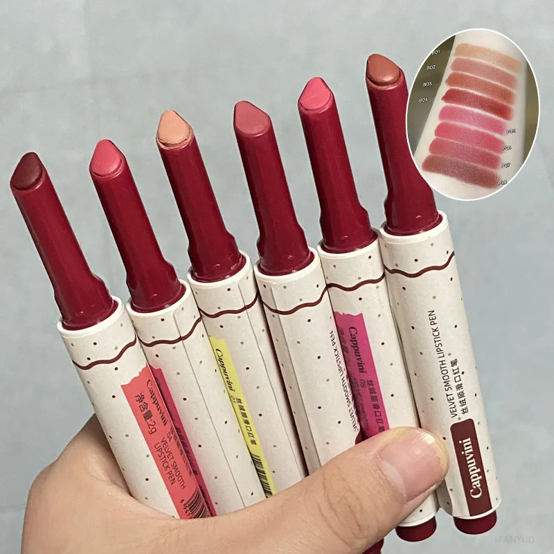 8 Colors Matte Lipstick Waterproof Velvet Nude Lipstick Pencil Sexy Red Lip Liner Pen Makeup Lasting Lip Tint Pigments Cosmetics