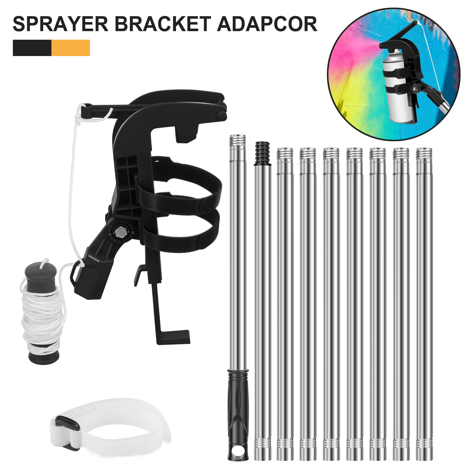 Spray Can Extension Pole Adaptor Adjustable Sprayer Bracket Adaptor for Wasp/Hornet/Bee Spray Long Range Paint Window Cleaner