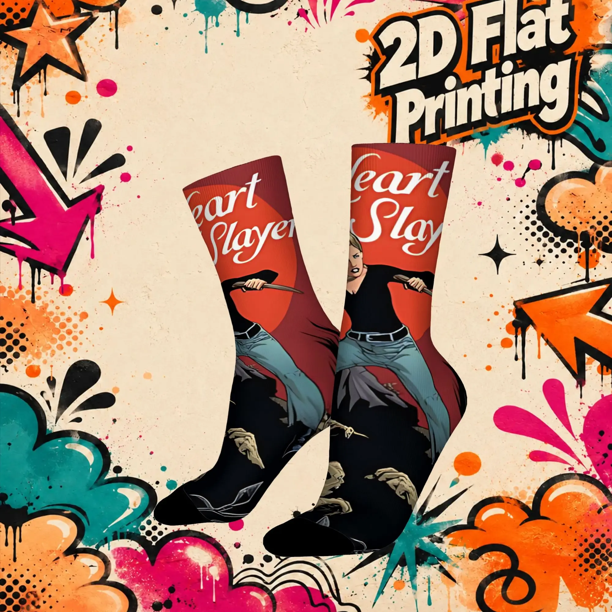 Fashion Vintage Vampire Slayer Buffy  Men's  Mid TubeSock Unisex  Funny Mid-Calf Socks