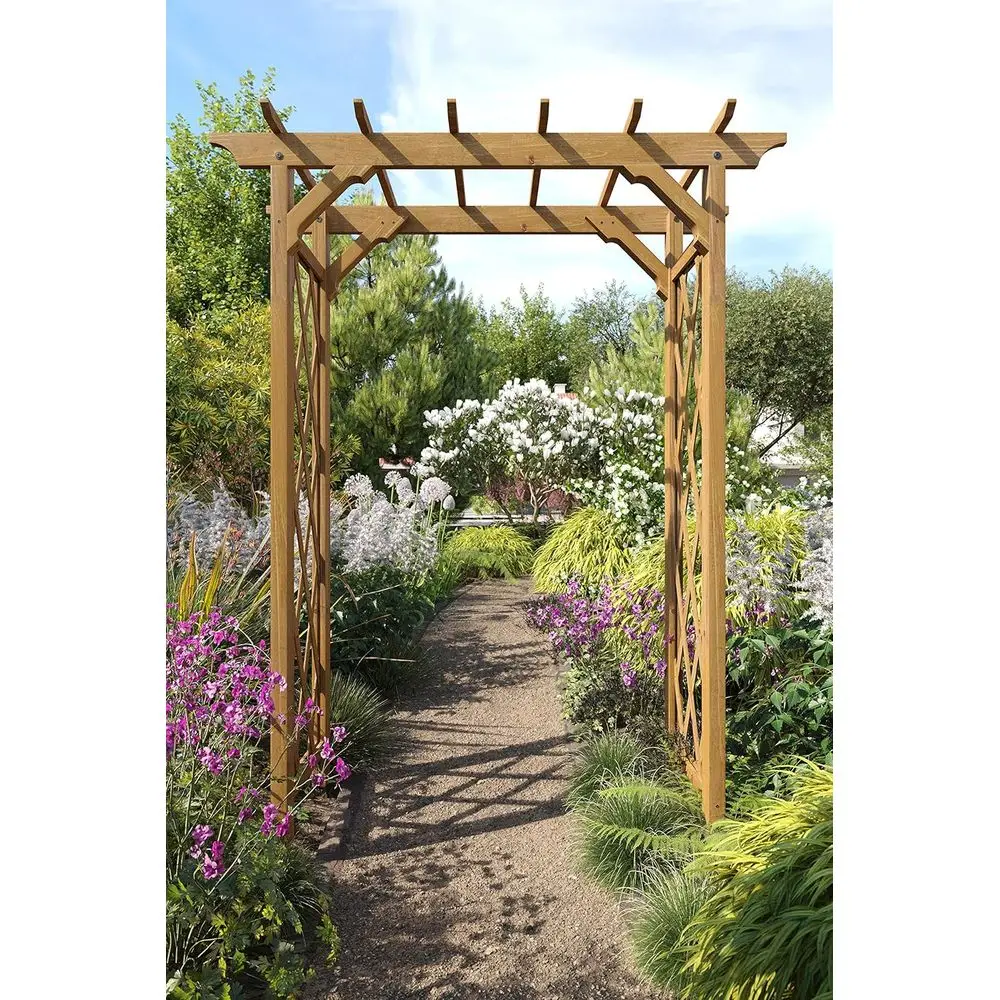 55 x 88 Brown Garden Arch for Climbing Plants, Durable Trellis, Ideal for Weddings and Backyard Decor