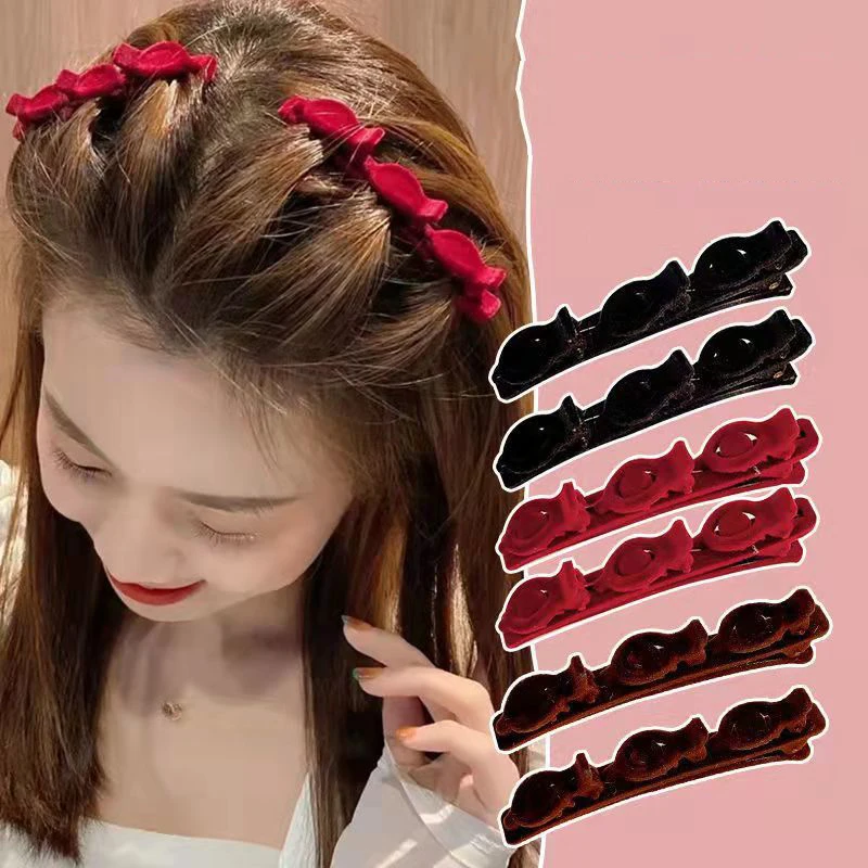Flocked Bangs Hair Clip Headwear Duckbill Hair Claws Barrettes Vintage Hairgrip Braided Fashion Hairpins Hair Accessories