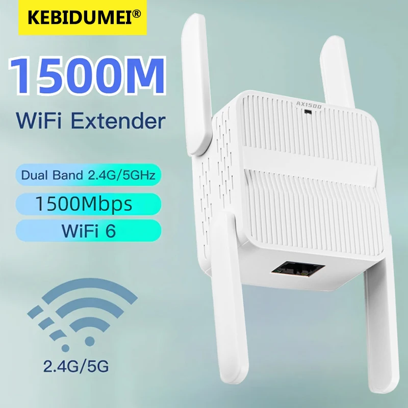 5Ghz AX1500 WiFi 6 Repeater 1500Mbps Extender Signal Booster Dual Band 2.4G/5GHz Wi-Fi Signal Amplifier Long Range Network Easy