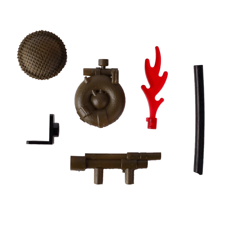 MOC WW2 Military British MK-II Flamethrowers 3D Printing Building Blocks Kit Soldiers Accessories Weapons Helmets Bricks Toys