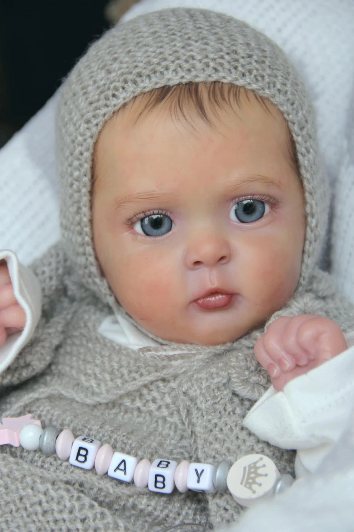 NPK Muñeca Reborn Jocy de 19 pulgadas, pelo enraizado de piel 3D hecho a mano realista con venas visibles, juguete coleccionable de tamaño de boba