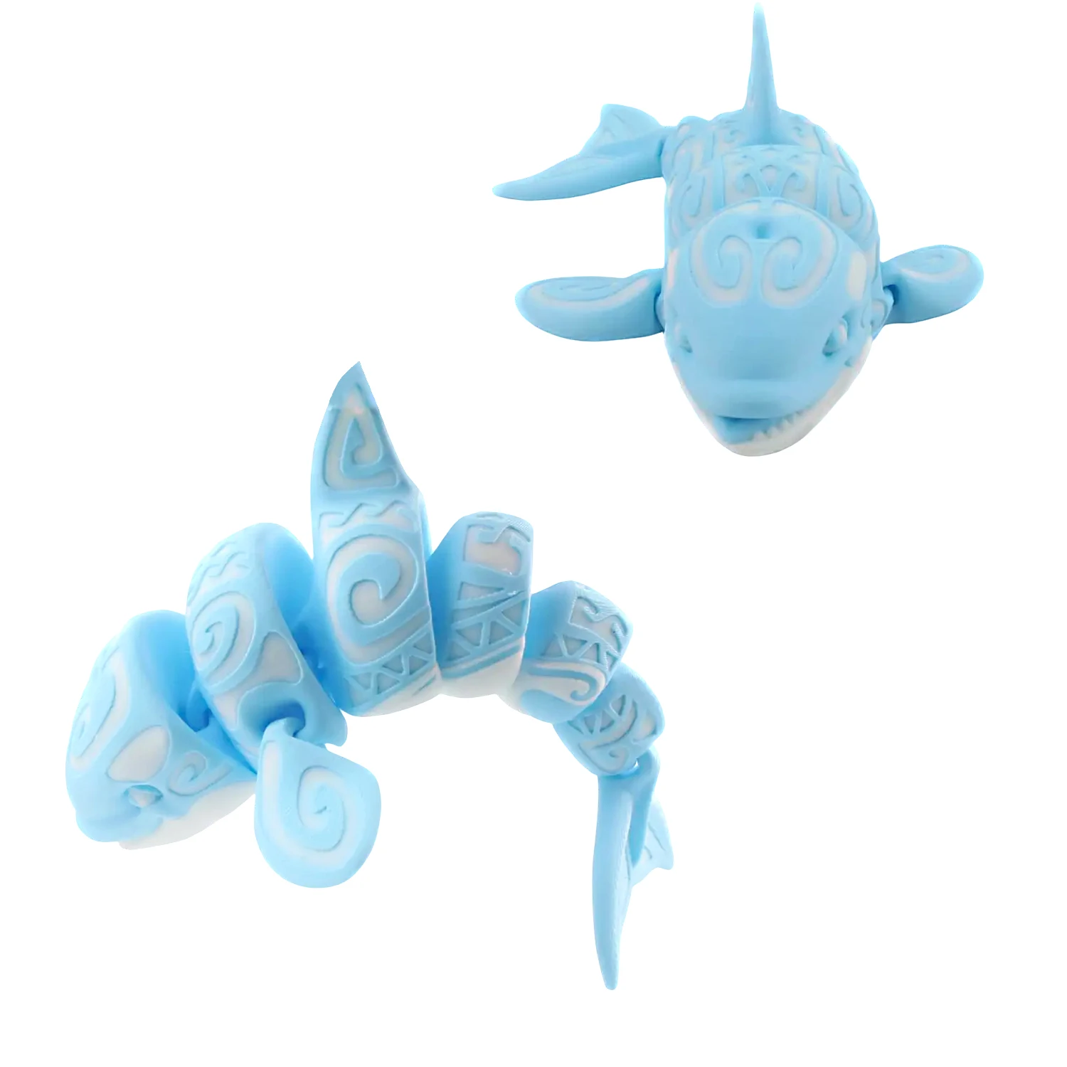 

3D-печатный синий узор, наклеиваемый язык акулы, модель морской жизни с руническим китом, новая и красочная коллекция украшений для рабочего стола