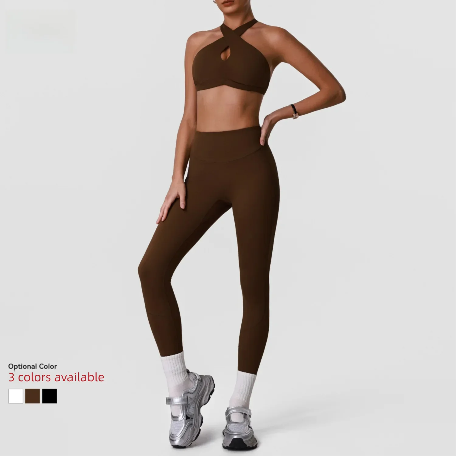 New yoga outfit Highly elastic, bare-skin feel, thin straps, beautiful back design Women's High-Waisted Butt-Lifting  Sports Set
