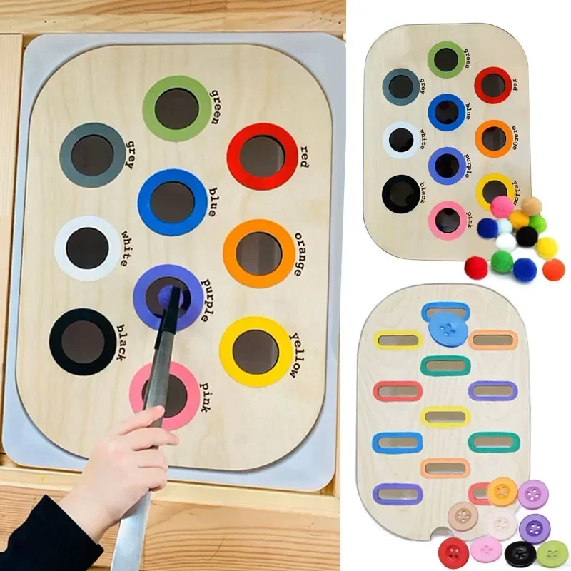 Vassoio sensoriale per bambini tavolo colore Hairball gioco piastrelle di legno Montessori giocattoli per la prima educazione giocattoli per bambini accessori educativi