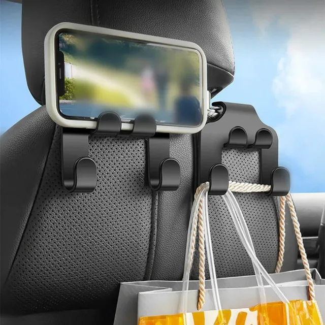 1szt Wielofunkcyjny hak na oparcie fotela samochodowego Podwójna głowica Wieszak na telefon Zagłówek Wisząca torba Wieszak do przechowywania Akcesoria do wnętrza samochodu