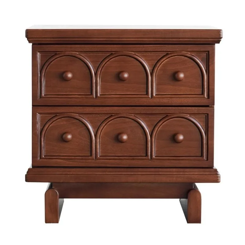 

Retro solid wood bedside table, bedroom light luxury high-end bedside cabinet, bedside storage small cabinet