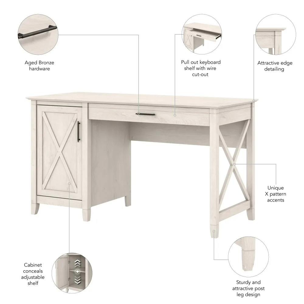 Mesa do computador com armazenamento, Farmhouse PC Table para Home Office