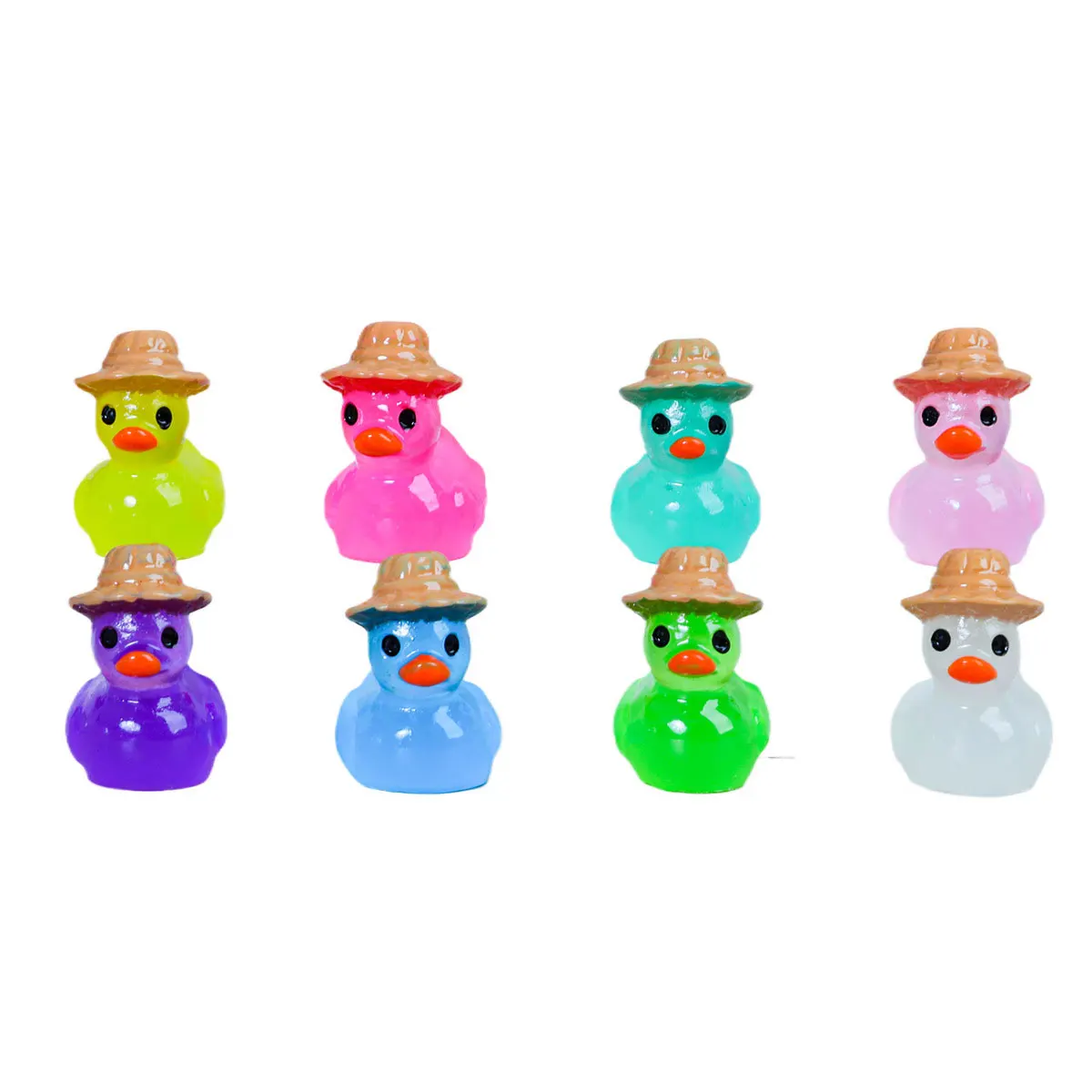 5/10PCS Luminous Mini Ducks DIY Home Decor Miniatures Duck with Hat Fairy Garden Accessories