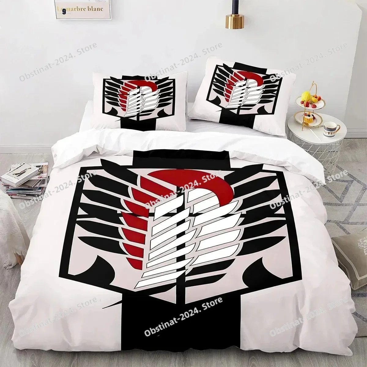Anime Attack On Titan Logo Bedding Set Printed Duvet Cover Pillowcase Single Double Style Queen King Size Sets