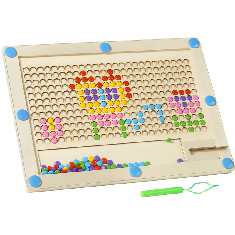 Montessori Magnetisches Zeichenbrett für Kleinkinder, Magnetperlen, Labyrinth und Stift, Zeichenbrett, pädagogisches sensorisches Reisespielzeug