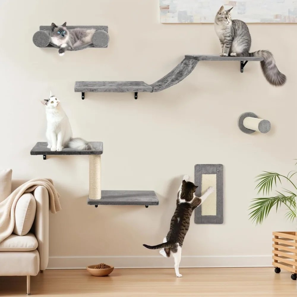 

NUNU LAB 5-in-1 Cat Wall Shelves - Wall-Mounted Furniture Set with Climbing, Bed & Hanging Features for Indoor Cats