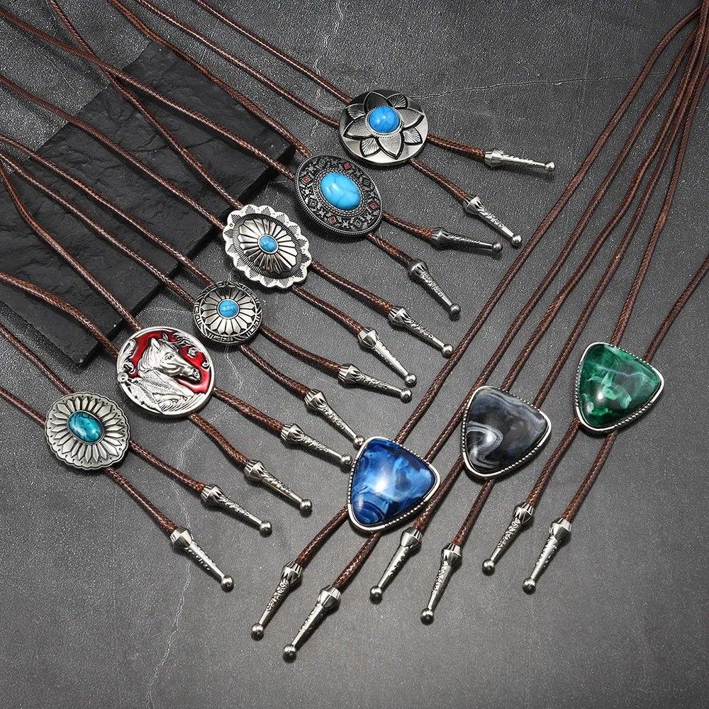 Turquoise hat accessories Poirot tie cowboy racing leather tie Western necklace unisex clothing accessories