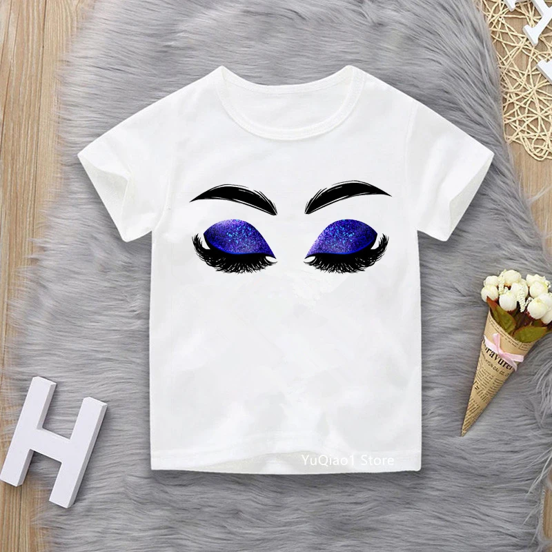 New Hello Friday Kids Tshirts Summer  Top Clothes Funny Eye Lashes Lip Children'S T Shirts Baby Toddler Teen Girls White T-Shirt