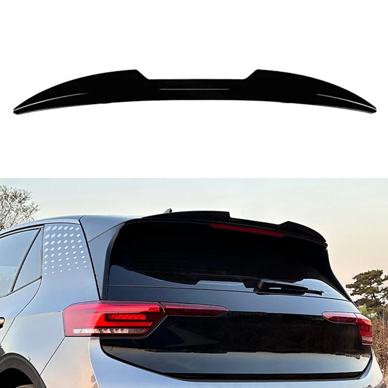 Car Rear Roof Trunk Spoiler Rear Wing Lip Trim Sticker Styling Body Kit For Volkswagen ID.3 2019-2023 Glossy black