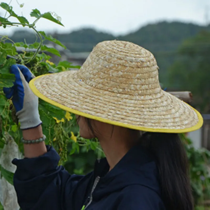 Farmers Large Straw Hat Wide Brim Straw Sun Hat Agricultural Large Sun-Proof Travel Male Hat Construction Site Children Fishing