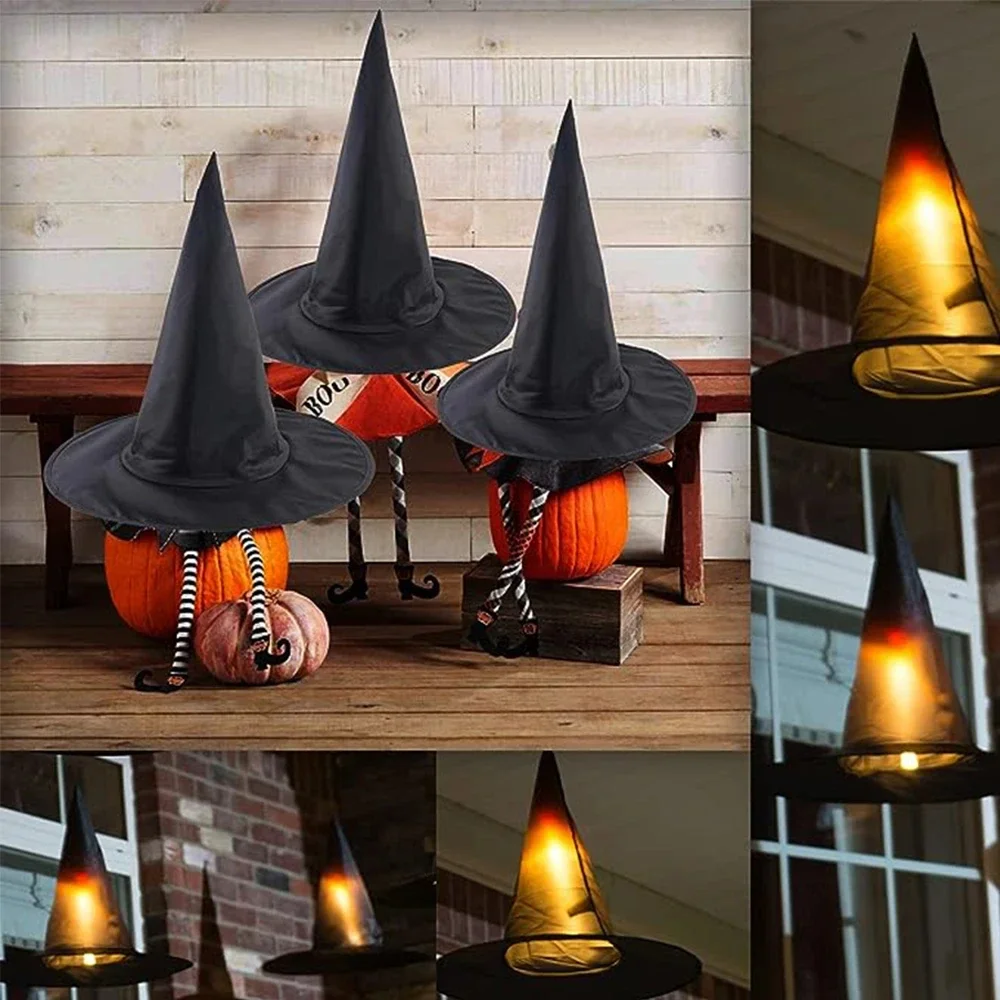 1–12 Stück Halloween-Hexenhüte, schwarz, hängende Dekoration für Party, Erwachsene, Kinder, Kostümzubehör, Hexerei, Partygeschenke, Zubehör – Detail 1